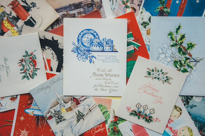 Cartão de Natal escrito à mão com mensagem para a família